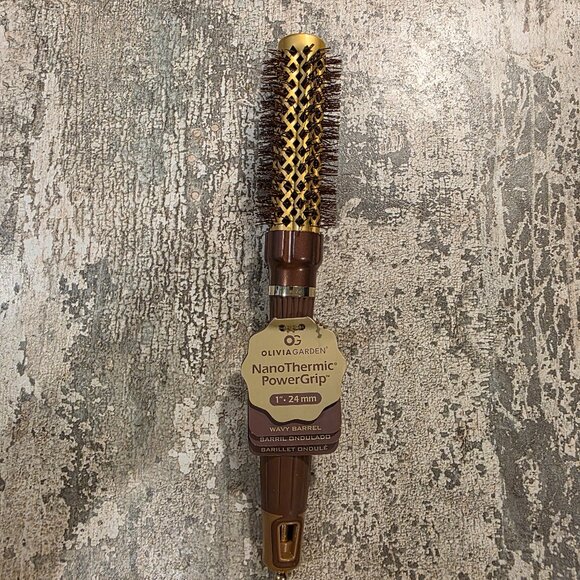 Olivia Garden NanoThermic Power Grip 1" Wavy Barrel Brush - Picture 1 of 10